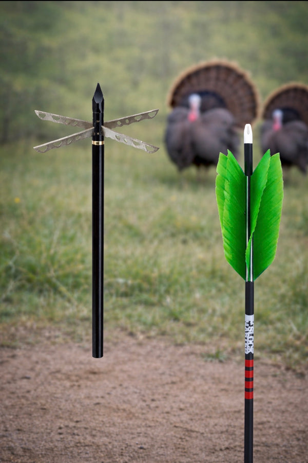 Broadheads - Head Hunter Turkey Broadheads + Flu Flu Arrow Combo Pack